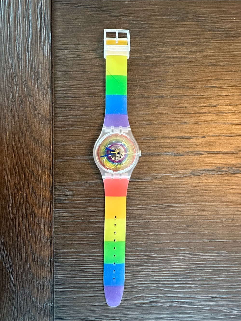 Swatch Rainbow Silicone Wrist Watch - Multicolor with new battery